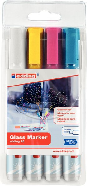 Image Glasboardmarker 95, 4er Set, 1,5-3mm Rundspitze, trocken abwischbar