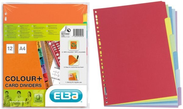 Image ELBA Karton-Register, blanko, DIN A 4, farbig, 12-teilig (61032501)