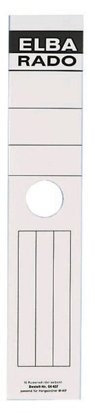 Image ELBA Ordner-Rückenschild "ELBA RADO" - lang-breit, weiß Aufdruck: grau, selbstk