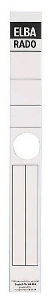 Image ELBA Ordner-Rückenschild "ELBA RADO" - lang-schmal, weiß Aufdruck: grau, selbst