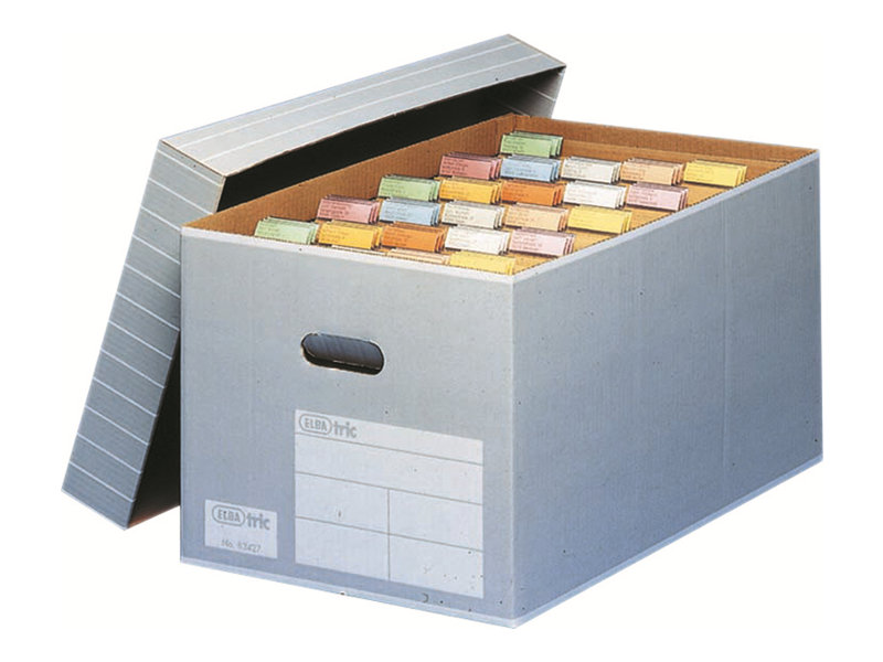 Image ELBA tric Archiv- und Transportbox für A4, grau-weiß aus stabiler Wellpappe