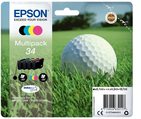 Image EPSON 34 4er Pack Schwarz, Gelb, Cyan, Magenta Tintenpatrone