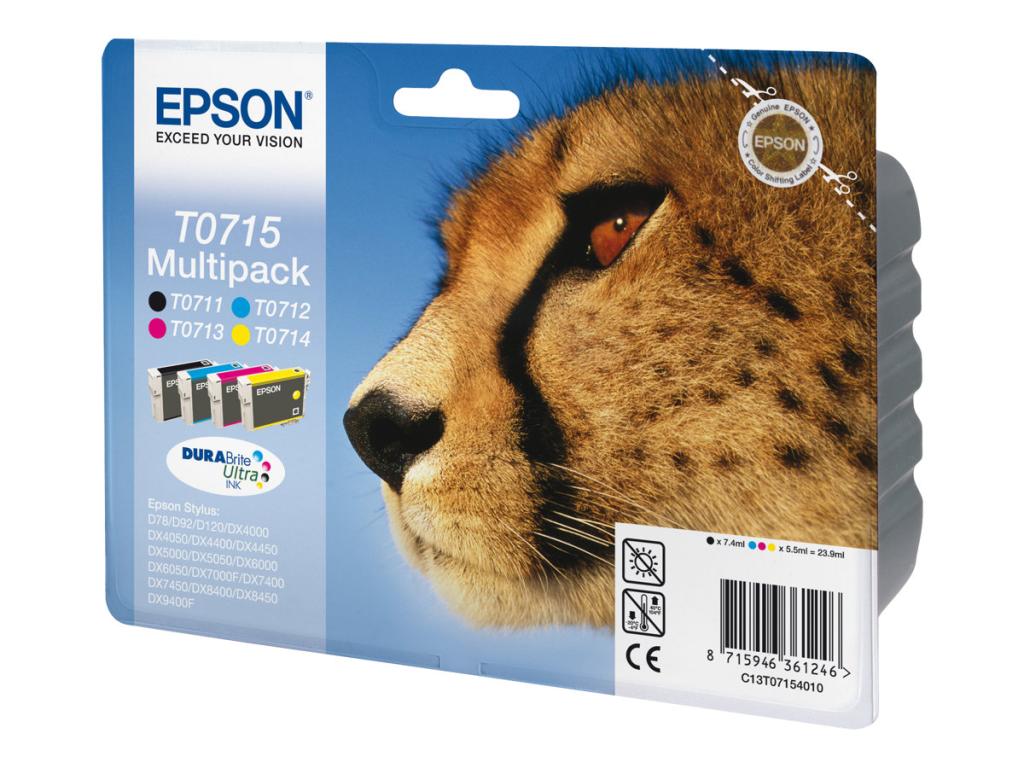 Image EPSON Multipack T0715 4er Pack Schwarz, Gelb, Cyan, Magenta Tintenpatrone
