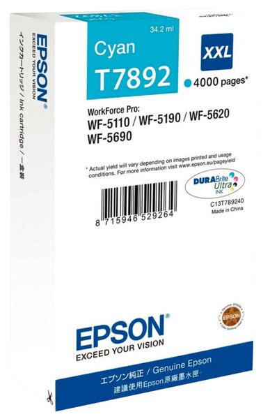 Image EPSON T7892 Größe XXL Cyan Tintenpatrone