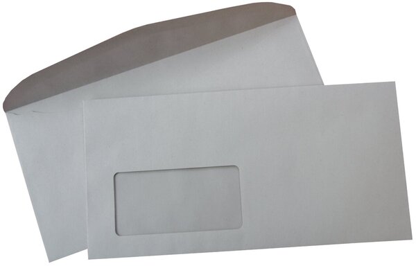 Image Kuvertierumschlag, gummiert, mit Fenster, Recycling, grau, 75g