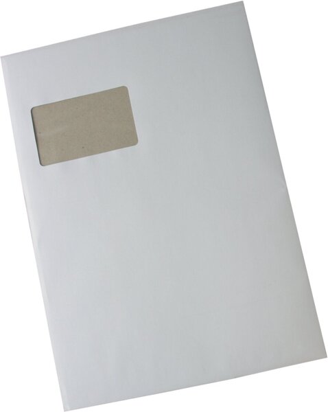 Image Versandtasche, C4, Papprückwand, mit Fenster, Haftklebung, weiß, 120g