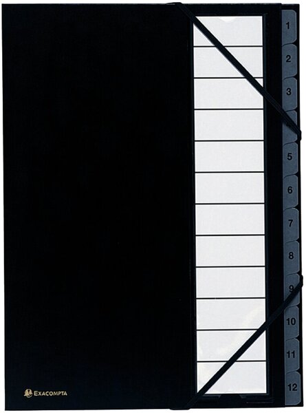 Image Eckspann-Ordnungsmappe 1-12 12 Fächer schwarz Innenfächer 250g/qm Karton