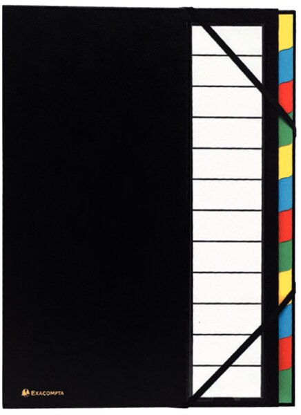 Image Eckspann-Ordnungsmappe 12-Fächer schwarz Innefächer 220g/qm Karton
