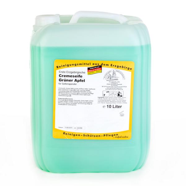 Image Erste Erzgebirgische Cremeseife Grüner Apfel | 10 Liter für die häufige Anwendung bei leicht verschmutzten Händen
