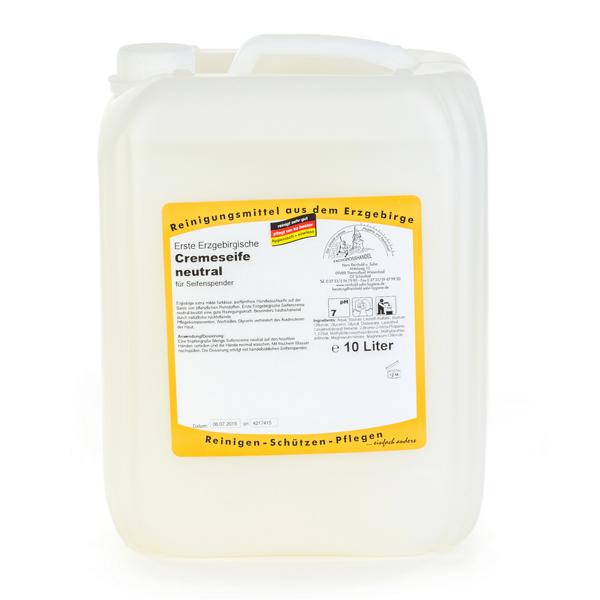 Image Erste Erzgebirgische Cremeseife neutral | 10 Liter <br>dermatologisch getestet, parfümfrei, pH- neutral, für Seifenspender