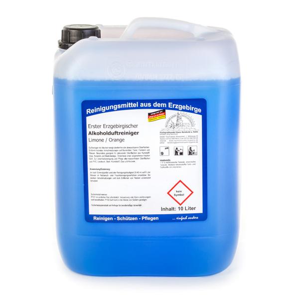 Image Erster Erzgebirgischer Alkohol-Duftreiniger Limone/Orange | 10 Liter idealer Schnell- und Schonreiniger auf Alkoholbasis