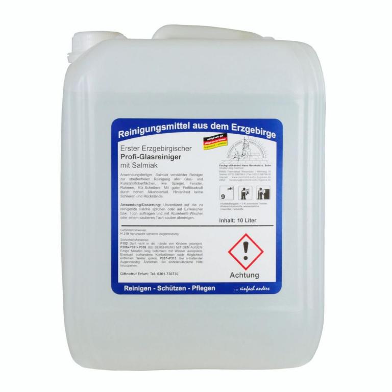 Image Erster Erzgebirgischer Profi-Glasreiniger mit Salmiak | 10 Liter anwendungsfertig