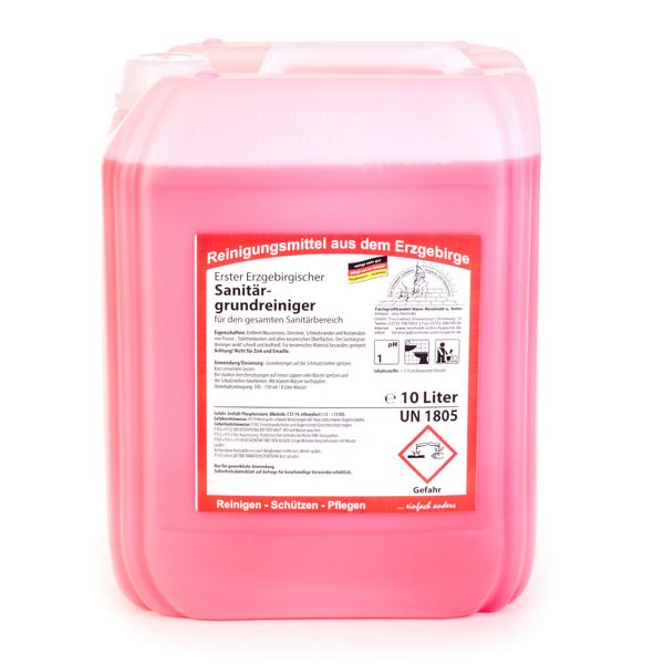 Image Erster Erzgebirgischer Sanitärgrundreiniger | 10 Liter <br>für den gesamten Sanitärbereich, angenehmer Duft, Nicht auf Emaille, Aluminium und Zink anwenden!