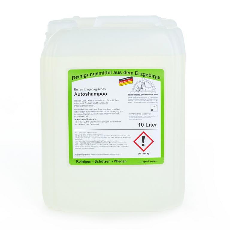 Image Erstes Erzgebirgisches Autoshampoo | 10 Liter <br>Universelles, neutrales Reinigungskonzentrat zur schonenden Reinigung in der manuelle Autowäsche