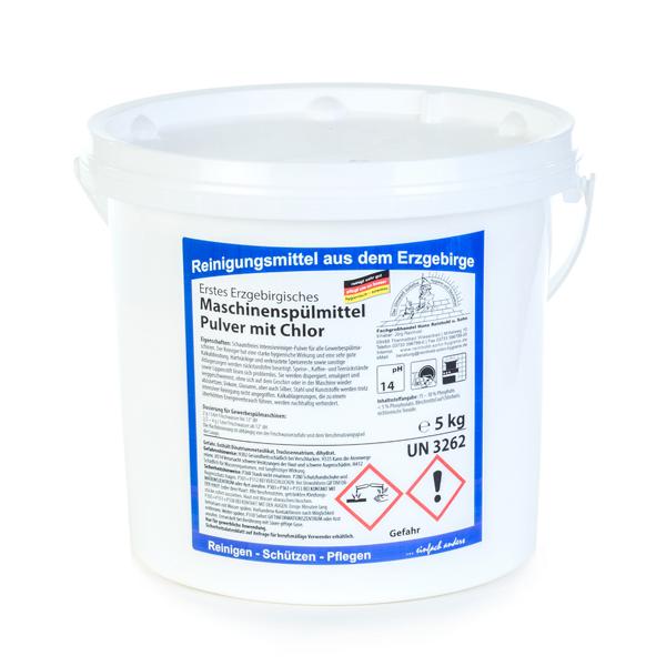 Image Erstes Erzgebirgisches Maschinenspülmittel Pulver mit Chlor |  5 kg schaumfreies Intensivreiniger-Pulver für alle Gewerbespülmaschinen
