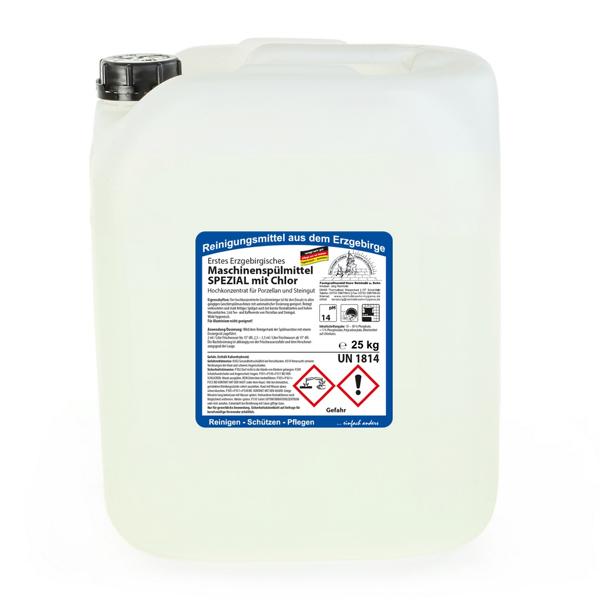 Image Erstes Erzgebirgisches Maschinenspülmittel SPEZIAL mit Chlor | 25 kg Hochkonzentrat für Porzellan und Steingut