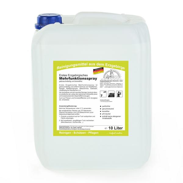 Image Erstes Erzgebirgisches Mehrfunktionsspray | 10 Liter gebrauchsfertig, tensidfrei, pH-neutral, reinigt streifenfrei mit Abperleffekt