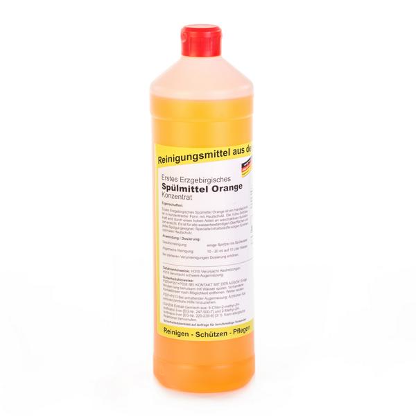 Image Erstes Erzgebirgisches Spülmittel Orange, Konzentrat | 1 Liter Handspülmittel mit Hautschutz