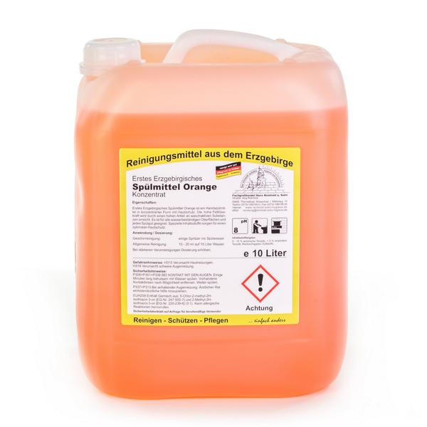 Image Erstes Erzgebirgisches Spülmittel Orange, Konzentrat | 10 Liter Handspülmittel mit Hautschutz