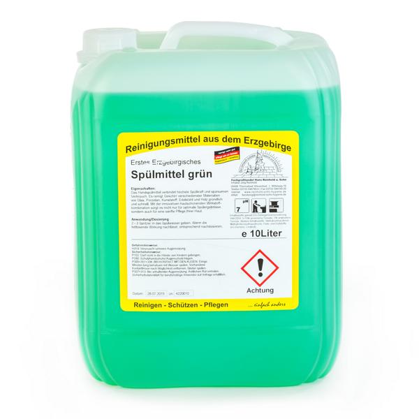Image Erstes Erzgebirgisches Spülmittel grün | 10 Liter mildes und neutrales Handspül- und Reinigungsmittel