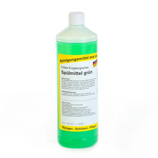 Image Erstes Erzgebirgisches Spülmittel grün | 1 Liter <br>mildes und neutrales Handspül- und Reinigungsmittel