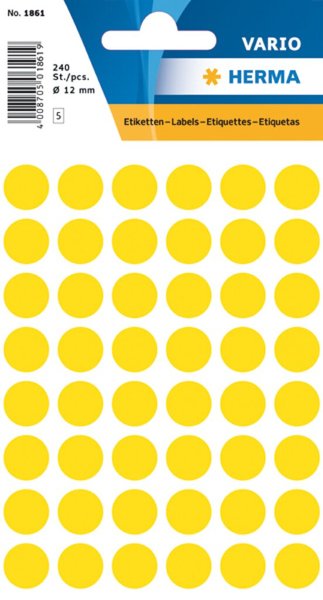 Image Etikett 13 mm Farbpunkt gelb 240 Etiketten à 1Packung