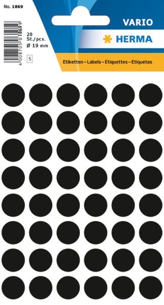 Image Etikett 13 mm Farbpunkt schwarz 240 Etiketten à 1 Packung