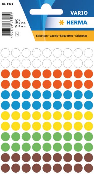 Image Etikett 8mm Farbpunkt farbig sortiert 