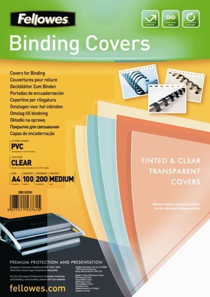 Image FELLOWES Klarsichtfolie transparent (5376102) 0,20mm/A4 PVC