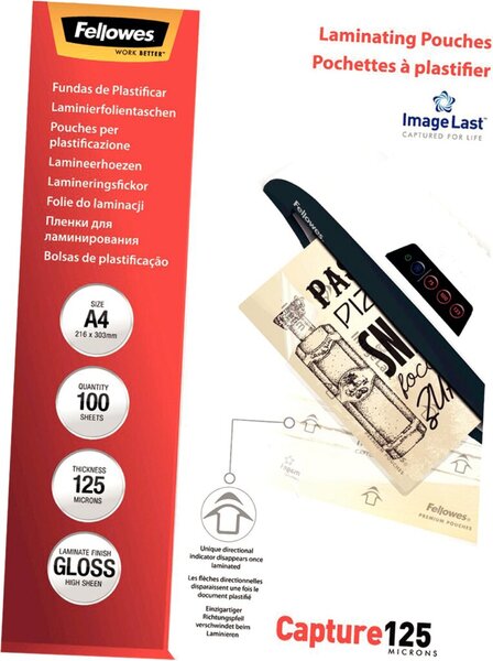 Image FELLOWES Laminierfolie A4 125mic glänzend -  50 Stück