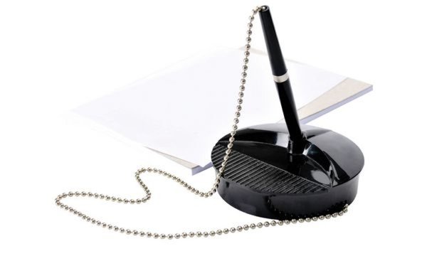 Image FELLOWES Standkugelschreiber, schwarz mit erschwertem Fuß (300 g), 520 mm lange