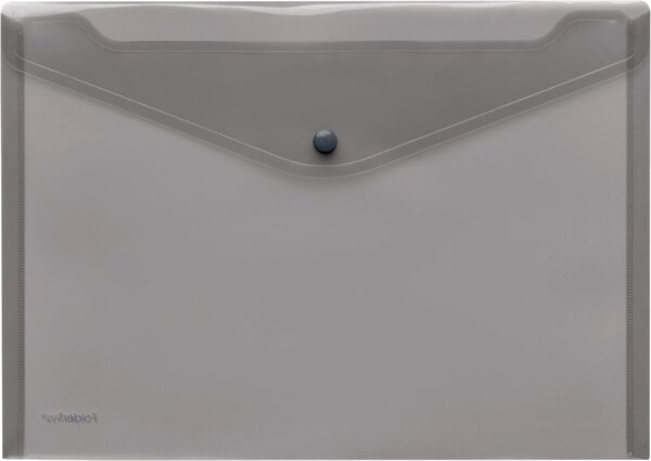 Image Sichttasche A4 quer, rauch trans- parent, mit Druckknopf,