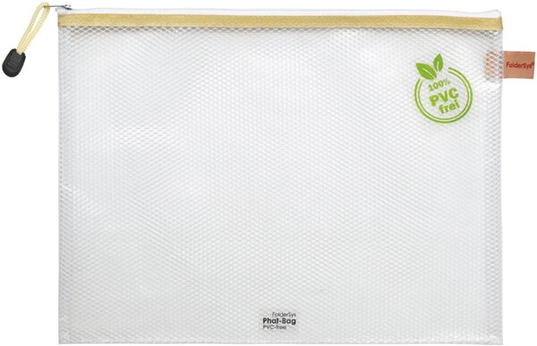 Image PVC-freier Reißverschluß-Beutel A4 transparent/beige, weißer Reiß-