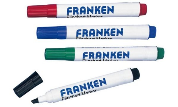 Image FRANKEN Flipchart-Marker 4 Stueck farbig sortiert rot gruen blau schwarz