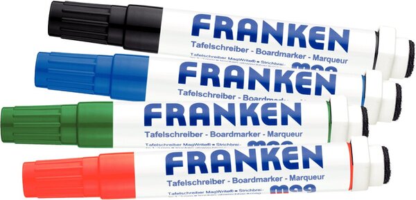 Image FRANKEN KombiMarker,Stärke 1-3mm,magnetisch,Kappe m. Wischer,farbig sortiert,VE