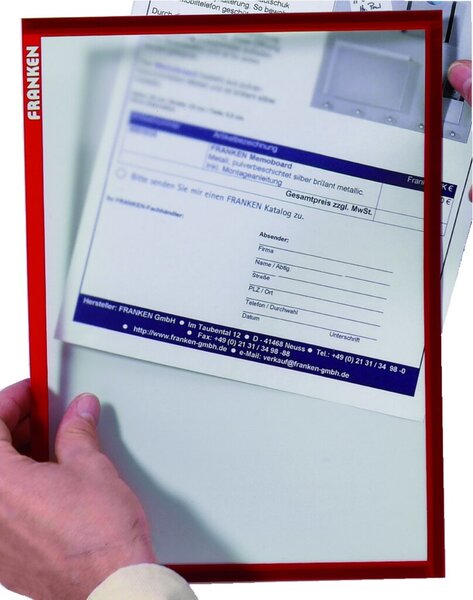 Image FRANKEN Magnet-Tasche FRAME IT X-tra!Line, DIN A3, rot Dokumentenhalter, transp
