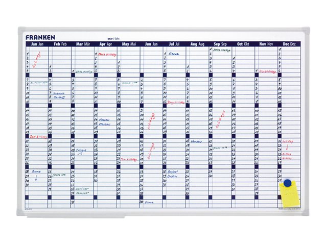 Image FRANKEN X-tra!Line Planungstafel Jahreskalender, 900x600 mm Tafel magnethaftend