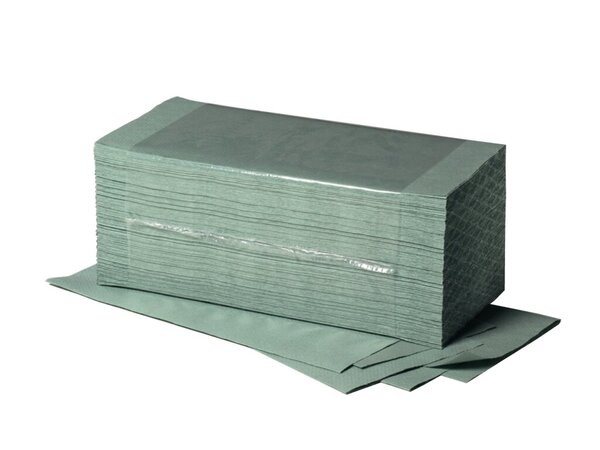 Image FRIPA Handtuchpapier, V-Falz, 1-lagig, grün eingefärbt aus 100% Altpapier, V-Fa