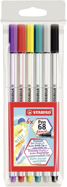 Image Fasermaler Pen 68 brush 6er Kunststoffetui, Strichstärke: variabel