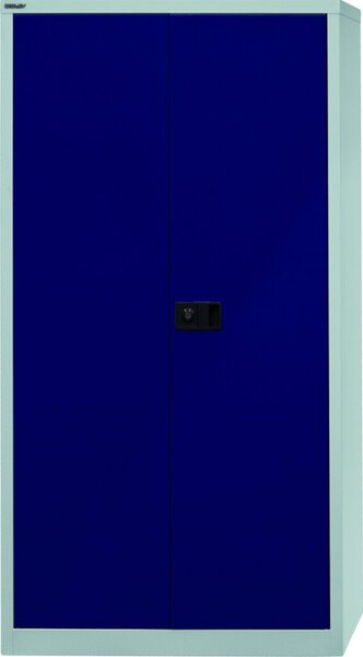 Image Flügeltürenschrank aus Stahl Lichtgrau/Oxfordblau