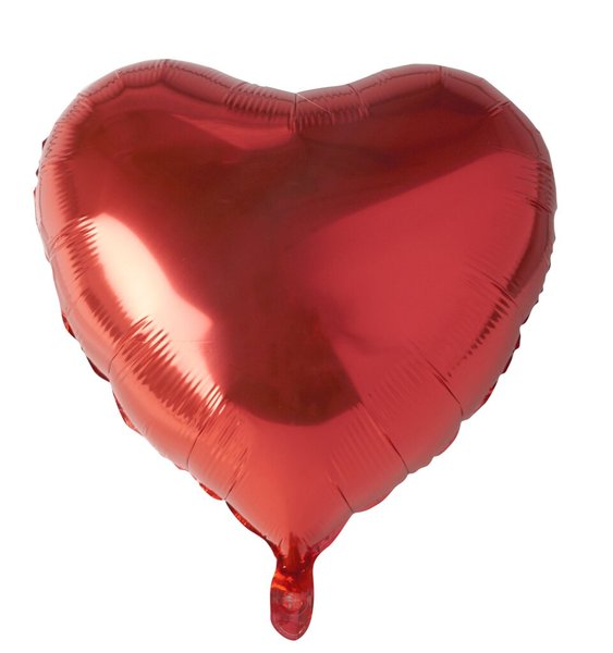 Image Folienlufballon, Ø 45cm, "Heart", rot, mit selbstschließendem Ventil