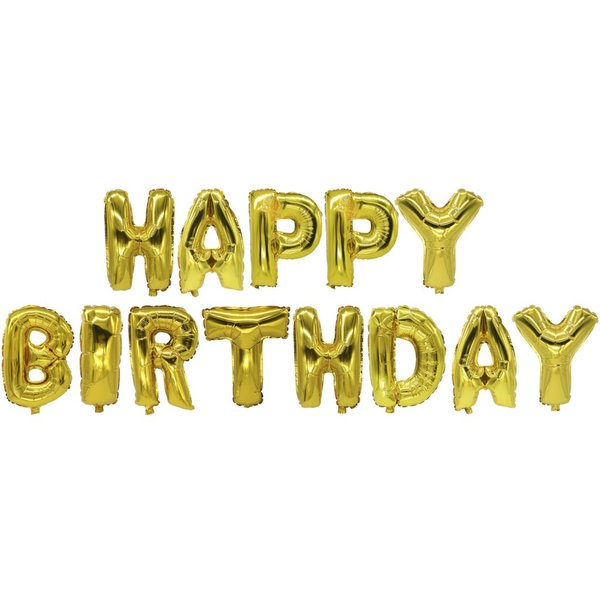 Image Folienlufballons, "Happy Birthday", gold, mit selbstschließendem Ventil
