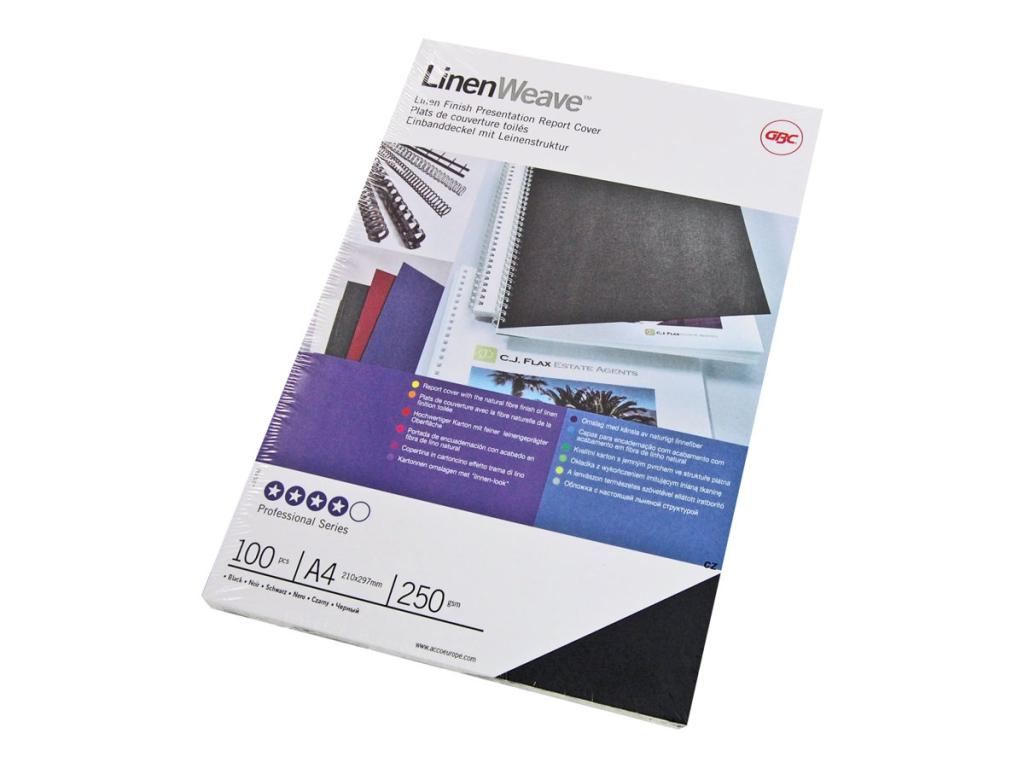 Image GBC LinenWeave - Binding cover - A4 (210 x 297 mm) - Schwarz - 250 g/m2 - 100 S