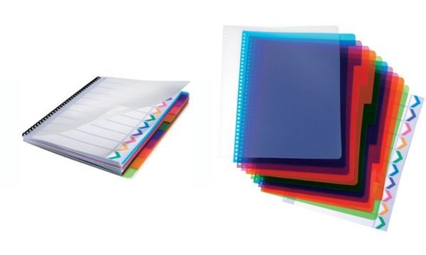 Image GBC PolyDividers - A4 (210 x 297 mm) - Blau, Violett, grün, orange, pink - 5 Ro