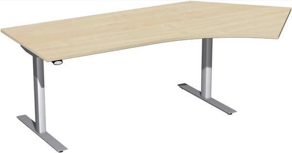 Image Schreibtisch Elektro-Hubtisch rechts B2166xT1130xH650-1250mm, Ahorn/silber