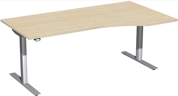Image Schreibtisch Elektro-Hubtisch rechts B1800xT800xH650-1250mm, Ahorn/silber