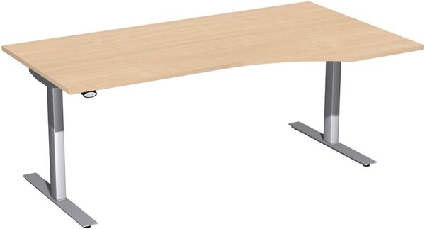 Image Schreibtisch Elektro-Hubtisch rechts B1800xT800xH650-1250mm, Buche/silber