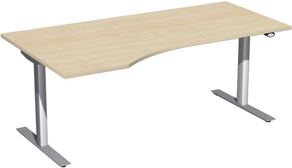 Image Schreibtisch Elektro-Hubtisch links B1800xT800xH650-1250mm, Ahorn/silber