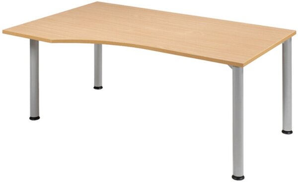 Image Schreibtisch links Buche/weißalu 4-Fuß Flex, BxT: 1800x800/1000mm