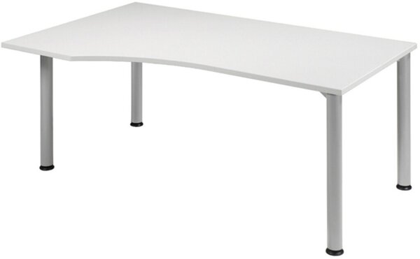 Image Schreibtisch links Lichtgrau/weißalu 4-Fuß Flex, BxT: 1800x800/1000mm